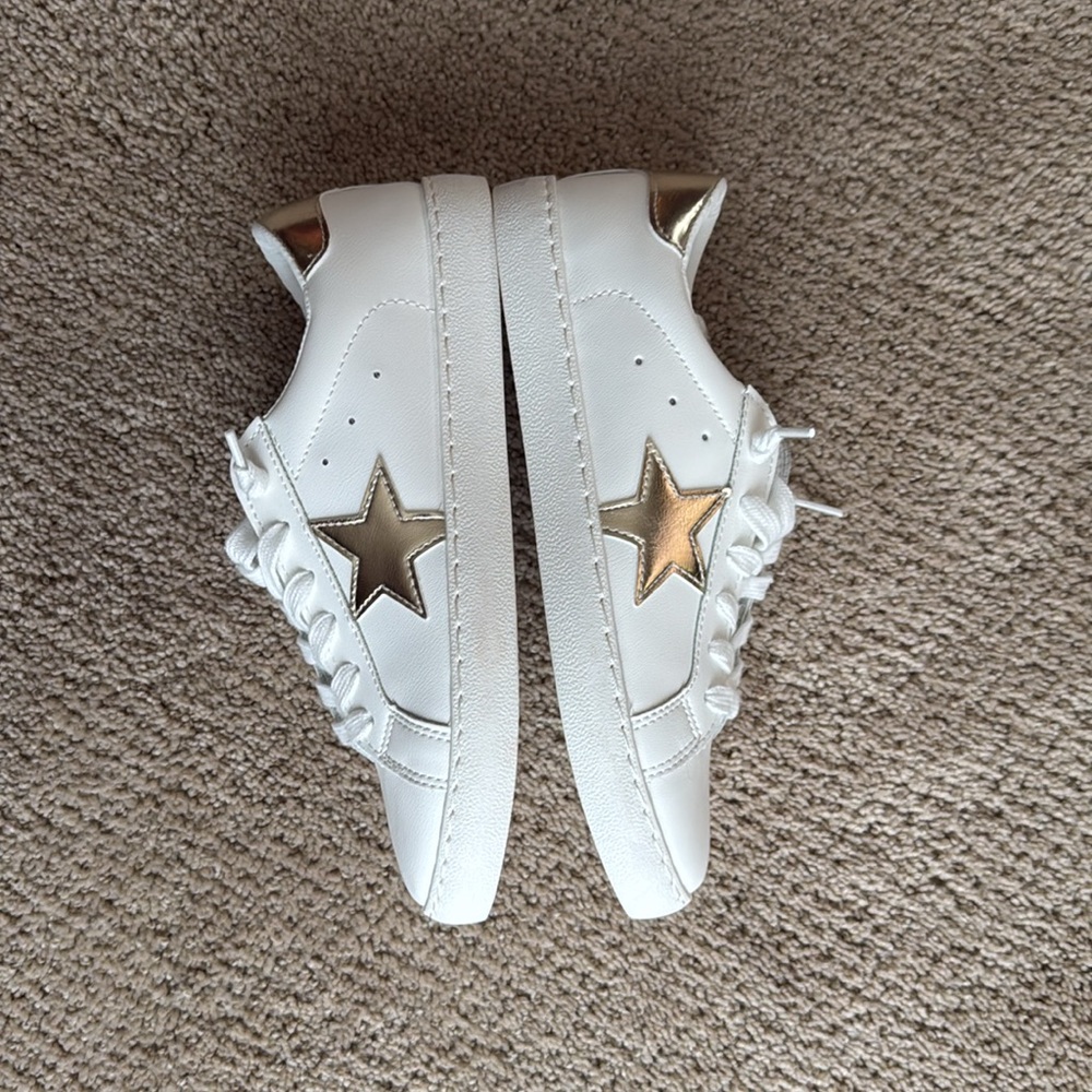 Brand new Vintage Havana slip in sneakers… white with gold trim. Sz 7.5